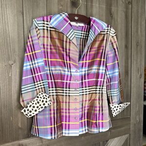 Marisa Baratelli Thai Silk Vintage 1990s Plaid Peplum Blazer Barbiecore Easter